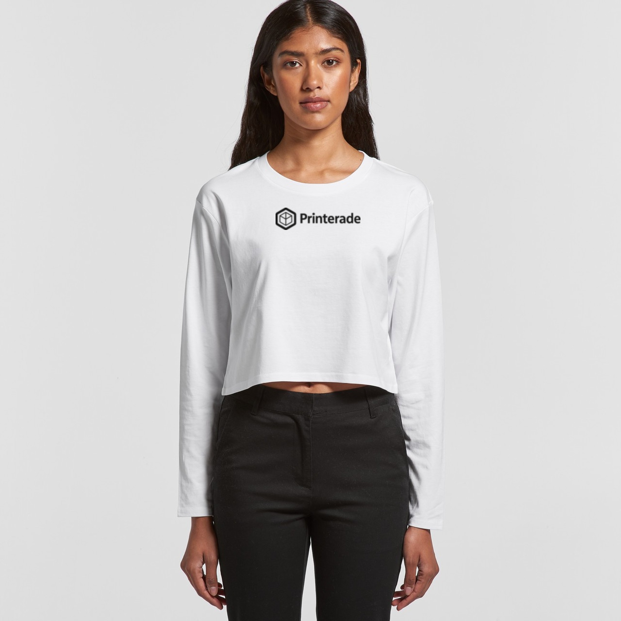 Printerade Cropped Long Sleeve Top